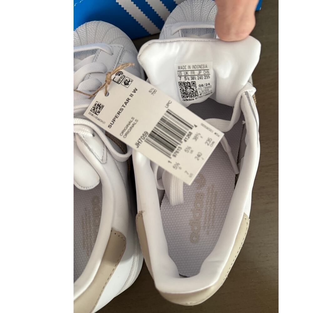 Classic Adidas Superstar II Shell Toe White & Wonder Beige Women’s 7 Brand New - Picture 8 of 13